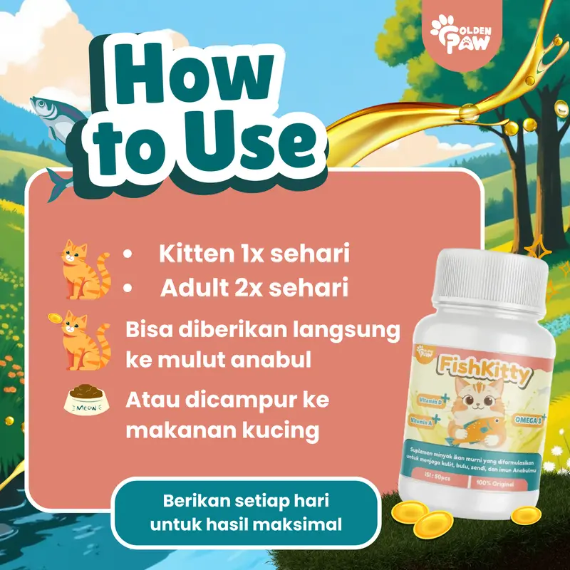 Golden Paw - FishKitty Minyak Ikan Premium Anabul Nutrisi Lezat untuk Bulu dan Imunitas 3