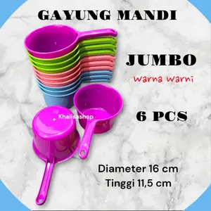 6 PCS GAYUNG MANDI PLASTIK JUMBO WARNA WARNI