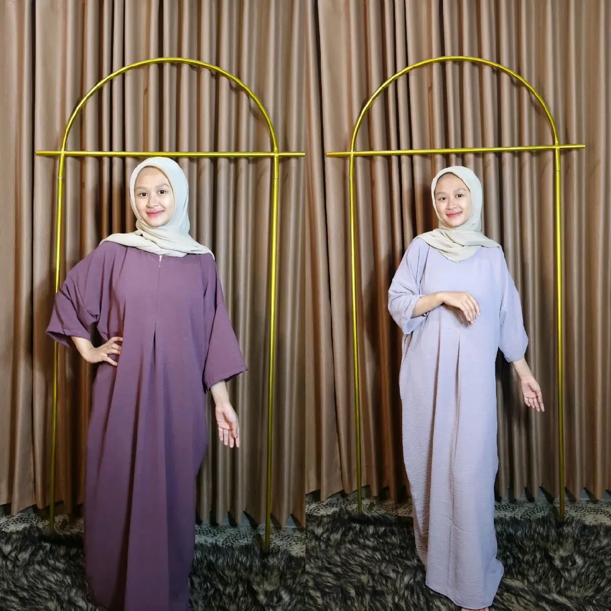 Daster Gamis Crinkle Premium Polos Tangan 3/4
