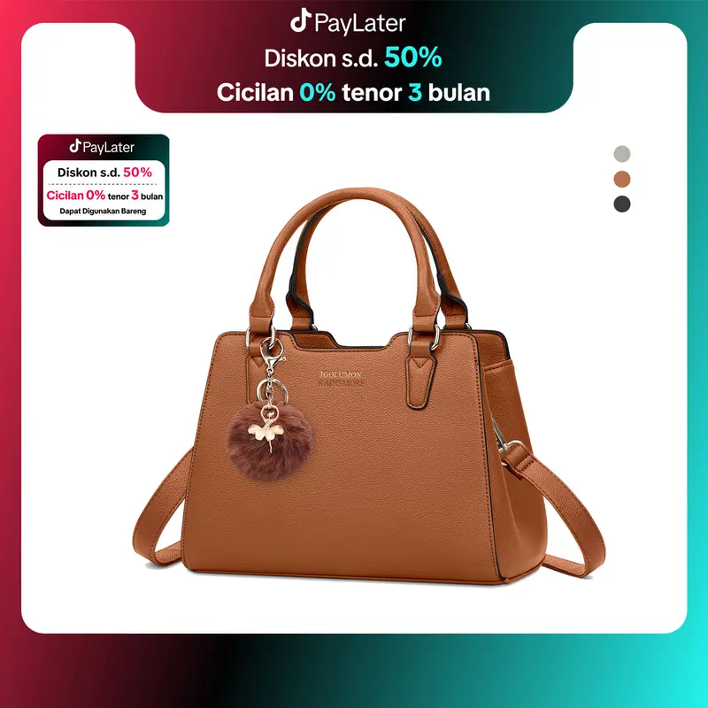 Rainsmore Tas Tangan Wanita Elegan Tas Selempang Bepergian Berkapasitas Besar Kulit 0