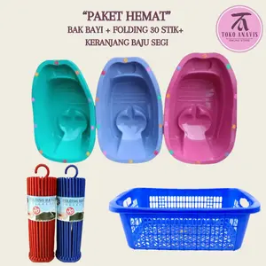 Paket Hemat 1Set Bak Mandi Bayi+Keranjang Baju+Folding 30stik