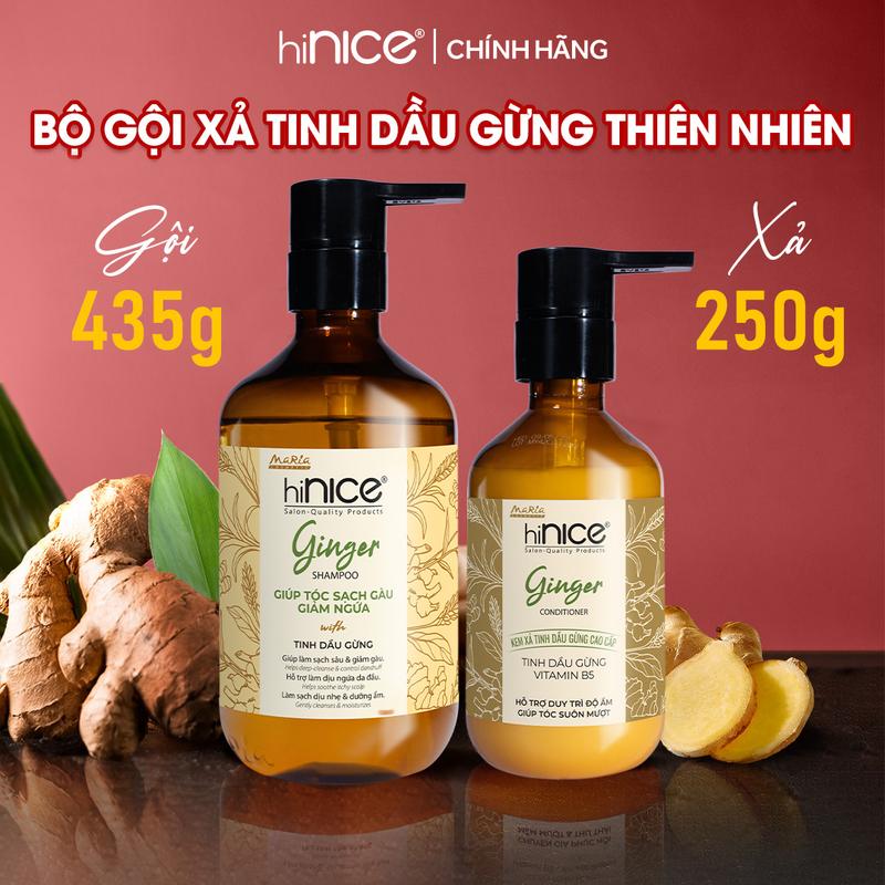  Bộ Dầu Gội Kem Xả Tinh Dầu Gừng Thiên Nhiên hiNICE Ginger Hỗ Trợ Sạch Gàu & Giảm Ngứa 