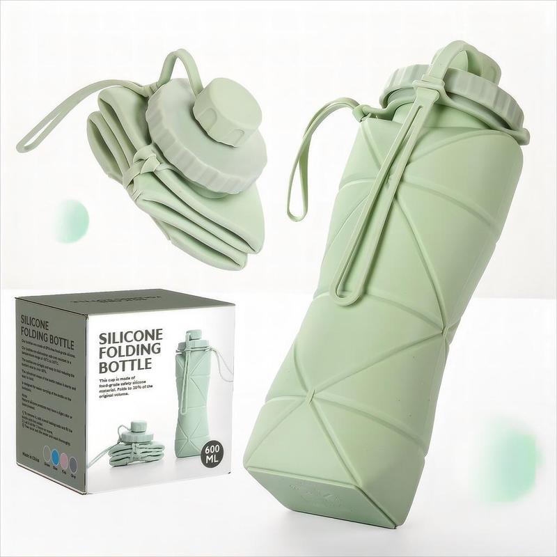 Botol Air Minum Lipat Portable Bahan Silikon Ukuran 600ml Untuk Olahraga Outdoor/Simple Style Travel Cup Easy Storage Folding Cup for Student/Travel Bundling Origami Bottle 0