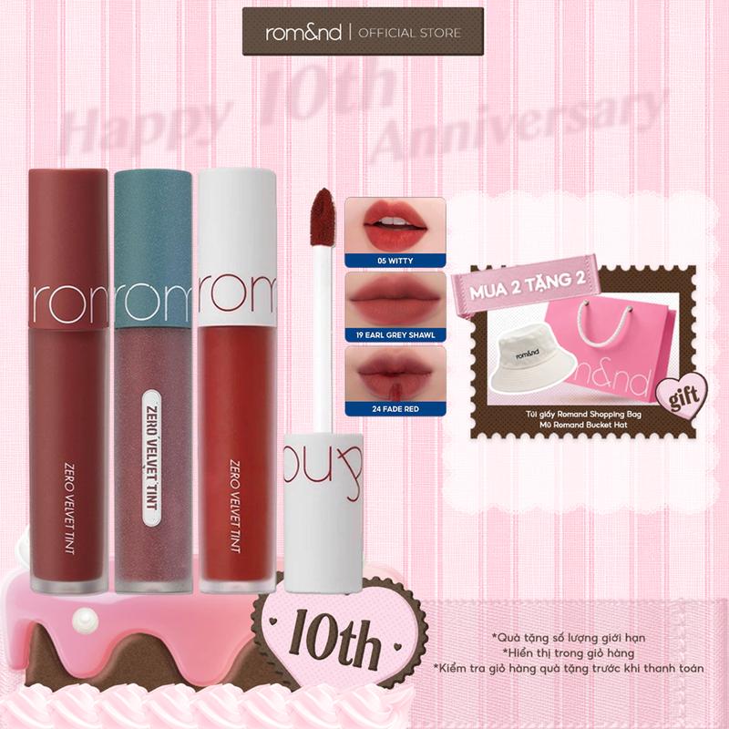 [Rom&nd] Son Kem Lì Trang Điểm Hàn Quốc Romand Zero Velvet Tint 5.5g