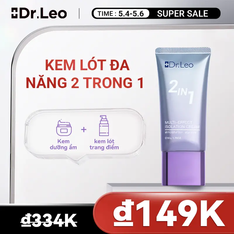 Dr. Leo KEM LÓT ĐA NĂNG 2 TRONG 1 -50g  Dưỡng ẩm, trang điểm, làm sáng da, hỗ trợ chăm sóc da, chống nước và mồ hôi, thích hợp cho mọi loại da Cosmetic Mỹ Phẩm