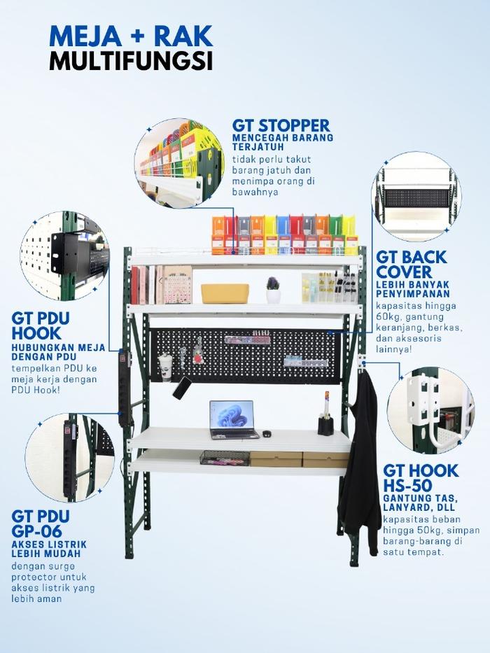 Meja Rack Dept Store Jual MEJA KERJA ALL IN ONE GT RACK / MEJA KANTOR / MEJA BELAJAR - 200KG ...