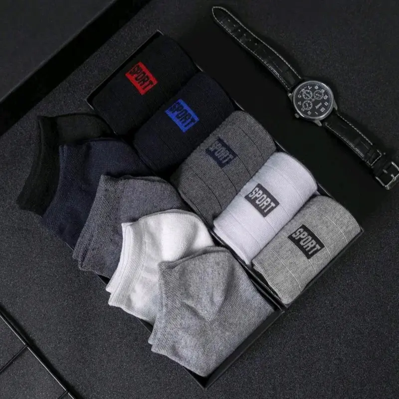( Business Sport) 3 Pasang kaos kaki kerja motif sport pendek 3/4 Di atas Mata Kaki Remaja Dan Dewasa Pria Wanita Hitam 1