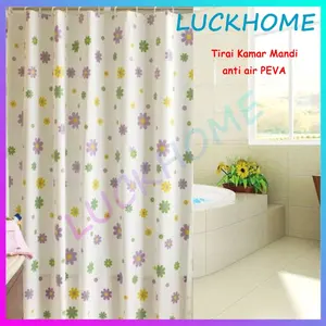 Tirai Kamar Mandi Anti Air PEVA 180 x 180cm Shower Curtain High Quality Gorden Kamar Mandi Korden Grade A PEVA 100% Sudah Dilengkapi Pengait
