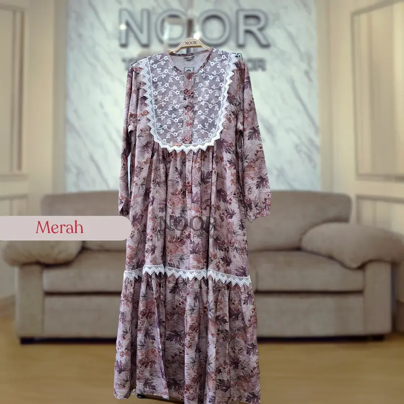 Sugar Maple Gamis Renda | Gamis Renda | Gamis Classic | Vintage Dress | ALL SIZE | Gamis Muslim Wanita | Seragaman Kancing Kantong Nyaman Simple 2