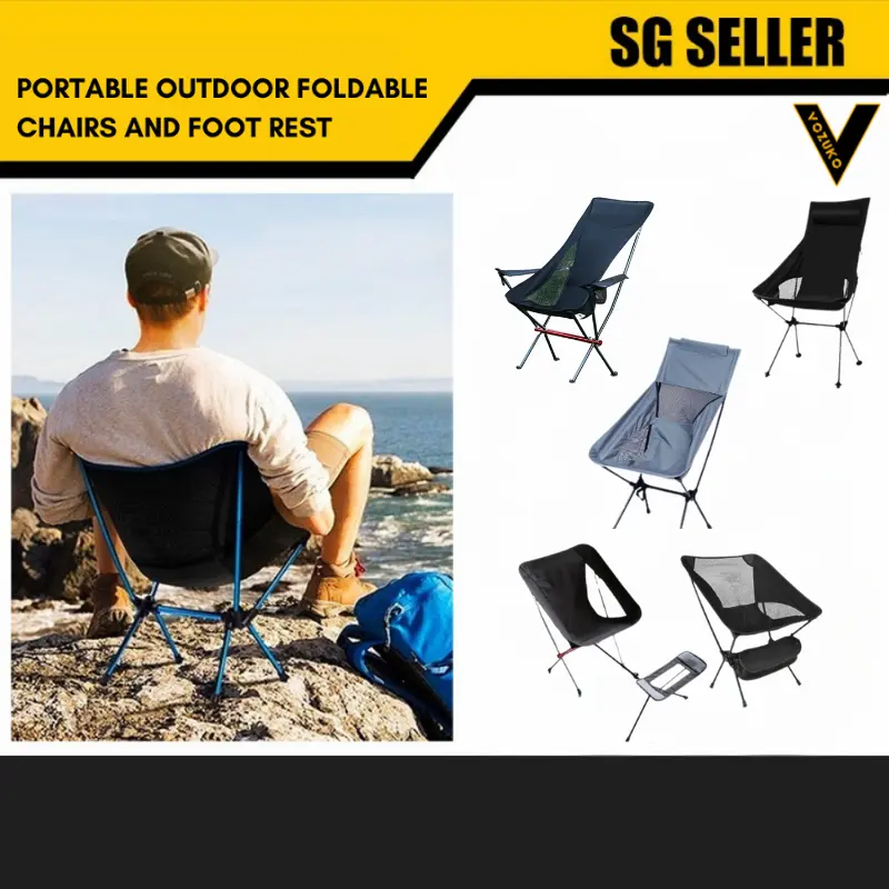Ultralight Folding Camping and Foot Rest Compact Lightweight Backpacking Beach Chair with Carry Bag for Outdoor Camping