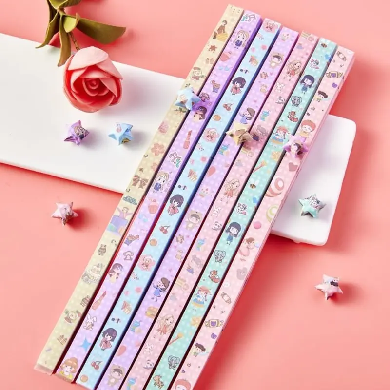 Giấy Origami, 540 Tờ, Hình Ngôi Sao, Thủ Công Tay Tự Làm, Giấy Ngôi Sao May Mắn, Dải Giấy Ngôi Sao Gấp, Thích Hợp Cho Thủ Công Mỹ Nghệ Giấy 5