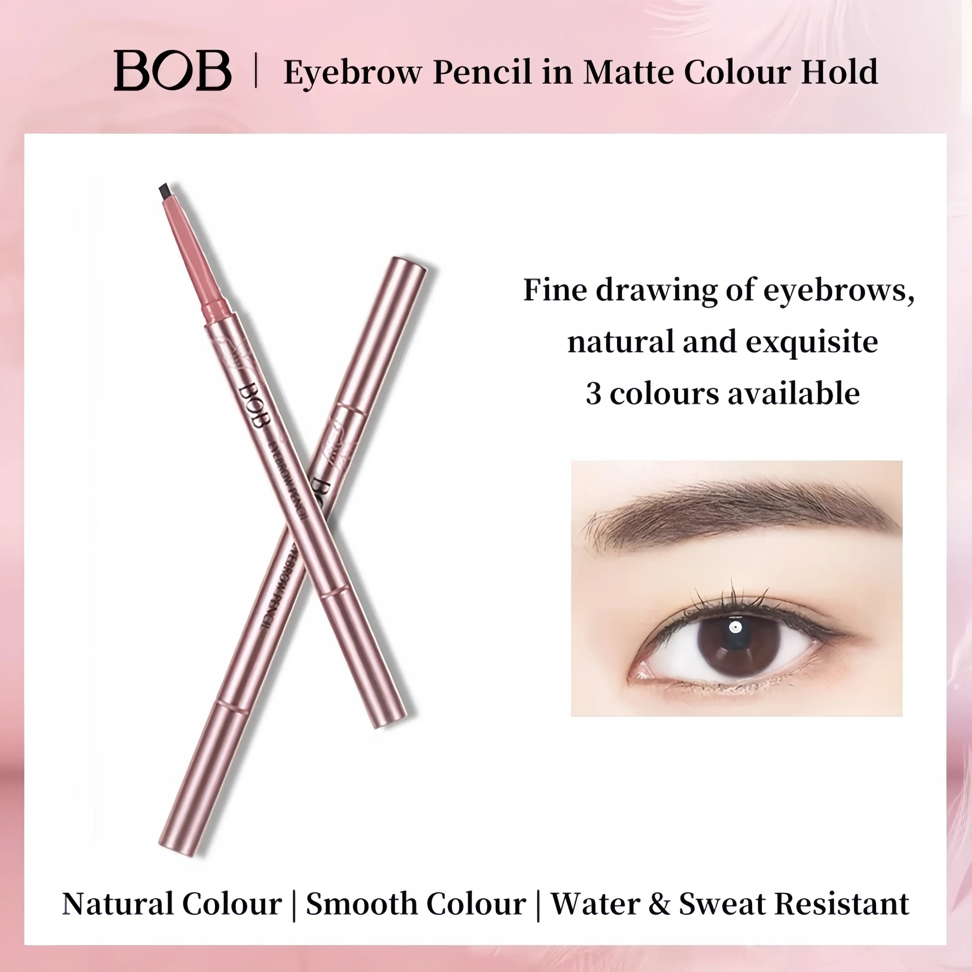 BOB Eyebrow Pencil in Matte Colour Hold,Natural Colour | Smooth  | Waterproof & Sweat Resistant