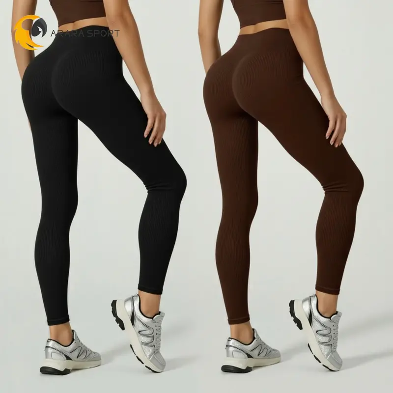ARARA SPORT Conjunto Canelado Poliamida Top Short Alça Cruzada