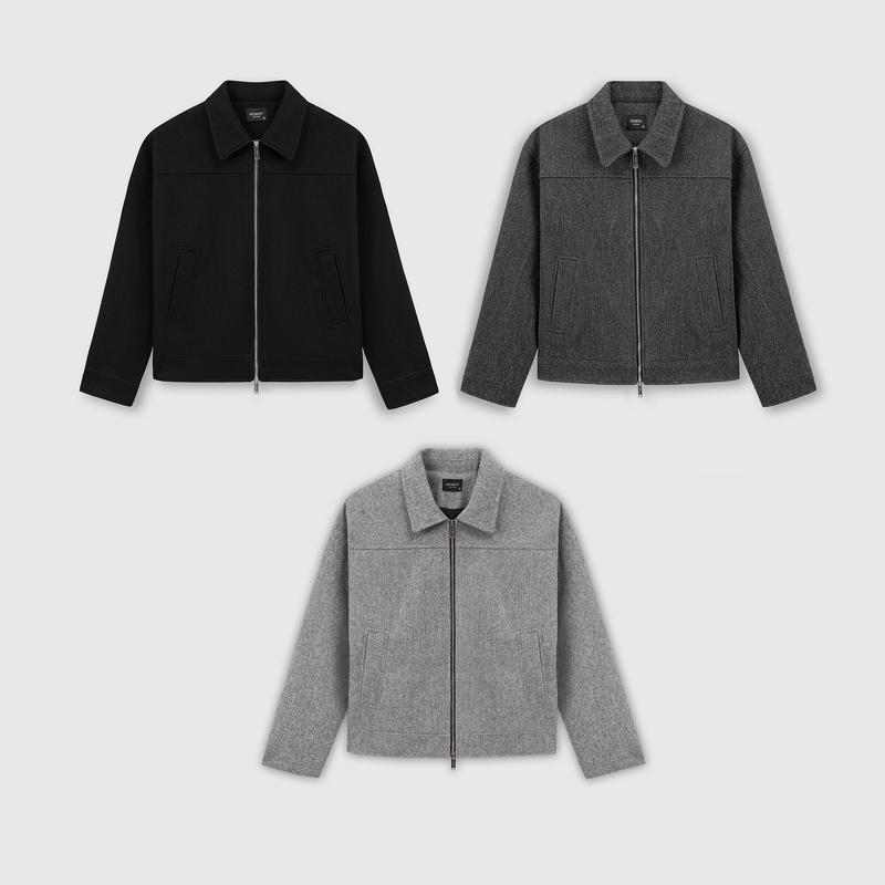 Áo khoác ROWAY chất liệu dạ ép, dày dặn, đứng form | Dạ ép double zip