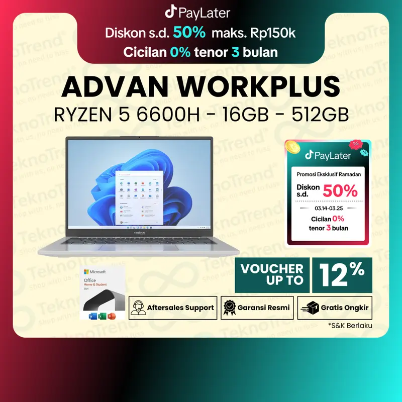 ADVAN Workplus AMD Ryzen 5 6600H 16GB 512GB 14" FHD IPS 0
