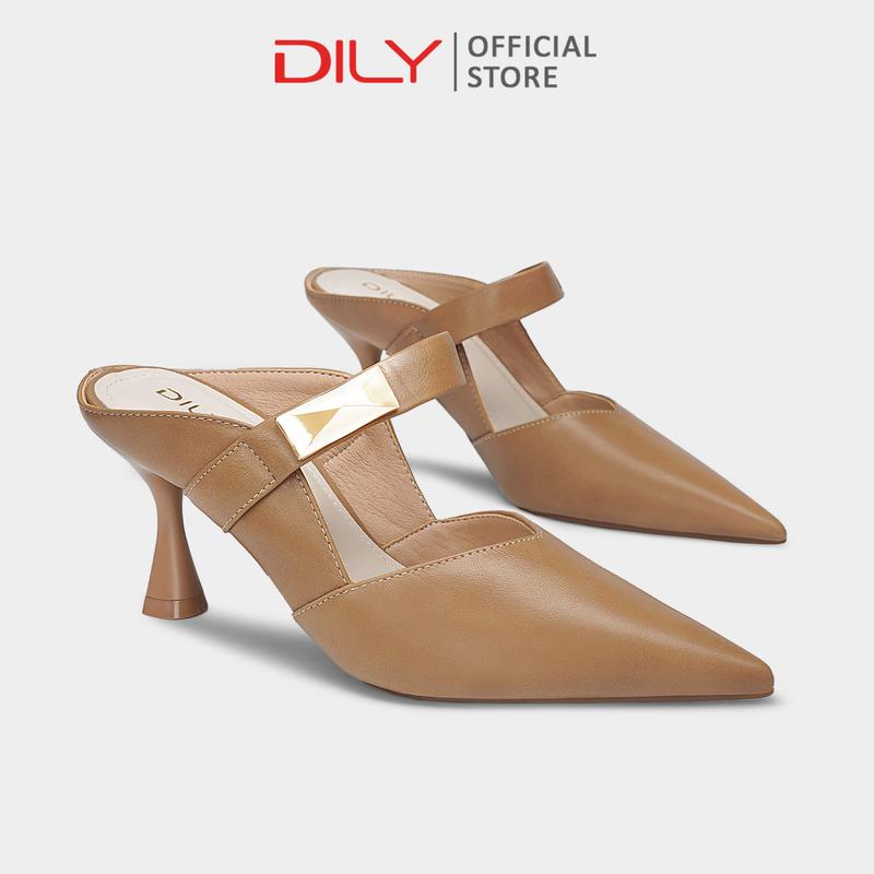 Guốc nữ cao gót DILY phối khóa sang trọng, guốc sục mũi nhọn tôn chân thời trang cao 7cm DL0589
