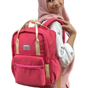 QILLYN Asfour - Ransel Sekolah Puffy Backpack Fit laptop 14 inch Pastek Colors Anti air kuliah