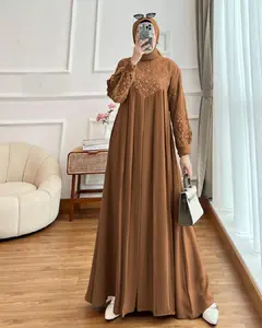 Gamis Brukat Agnia Maxi Size S M L XL XXL 3XL Termewah Bahan Ceruty Babydoll Premium Full Furing Terbaru 2026 Lebaran Dress  Brokat kondangan Wanita Dewasa Gaun Pesta Remaja