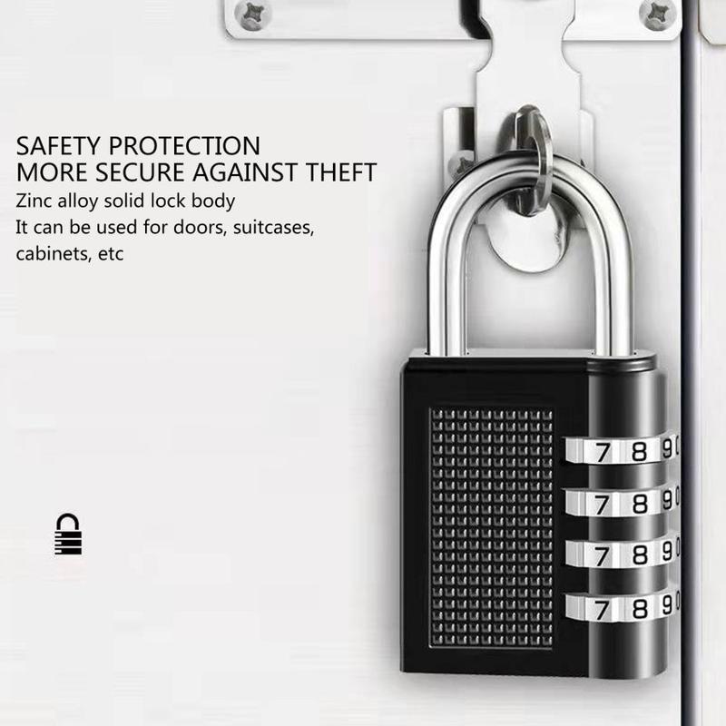 Product Introduction of Khóa Kết Hợp Chữ Số 4 Mặt Số Hạng Nặng, Khóa An Ninh Chịu Thời Tiết, Khóa Mã An Toàn Cho Phòng Tập Thể Dục Ngoài Trời, Màu Đen, 80X40X14Mm 18