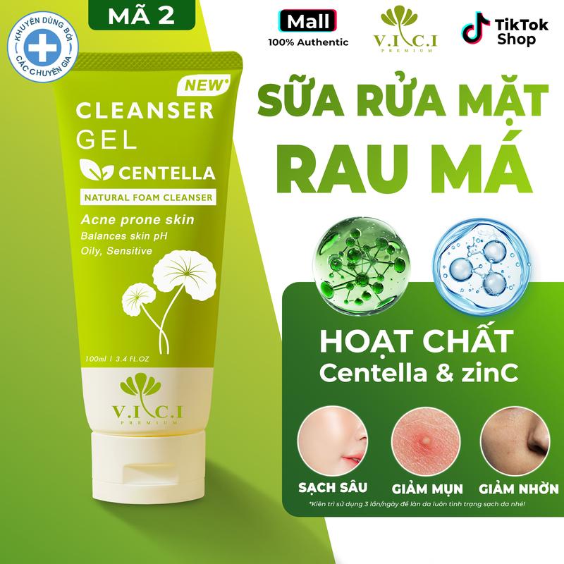 Sữa Rửa Mặt Rau Má VICI - Hỗ Trợ Giảm Dầu Mụn Cho Da Mụn Nhạy Cảm, Làm Sạch Da,…