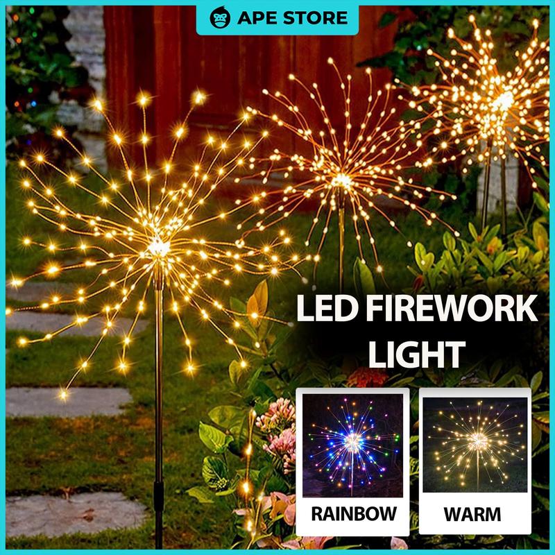 150LED MODE OUTDOOR SOLAR FIREWORKS POWER LIGHT GARDEN DECO STEEL ...