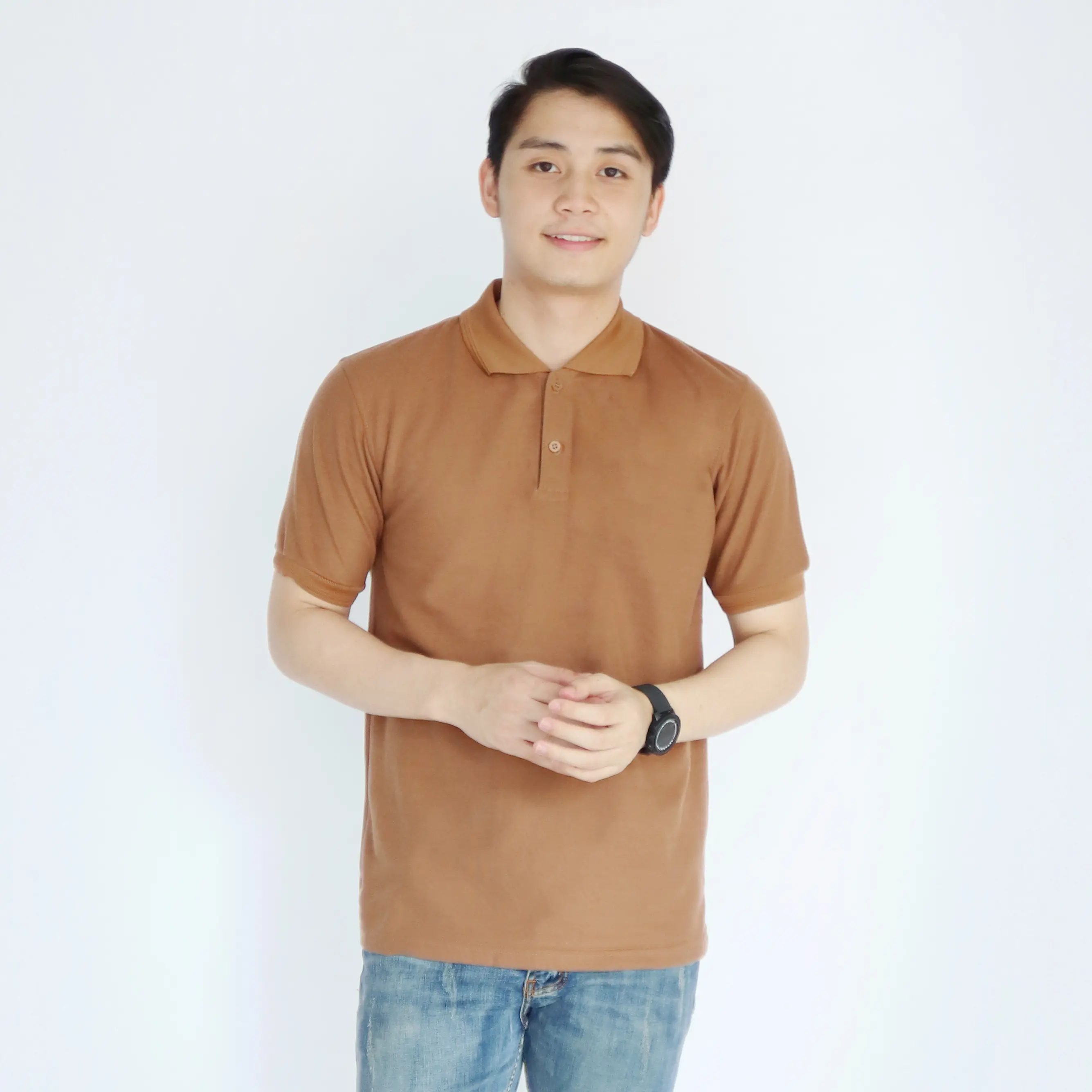 Kaospolos - Kaos Kerah Polo Shirt Pria Polos Cokelat / Baju Atasan Lengan Pendek