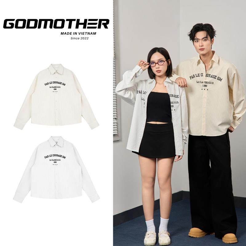 Áo Sơ Mi Tay Dài Kẻ Sọc GODMOTHER Áo Sơmi Oxford Vải Mát Form Rộng Unisex Thời Trang Nam Nữ Hàn Quốc