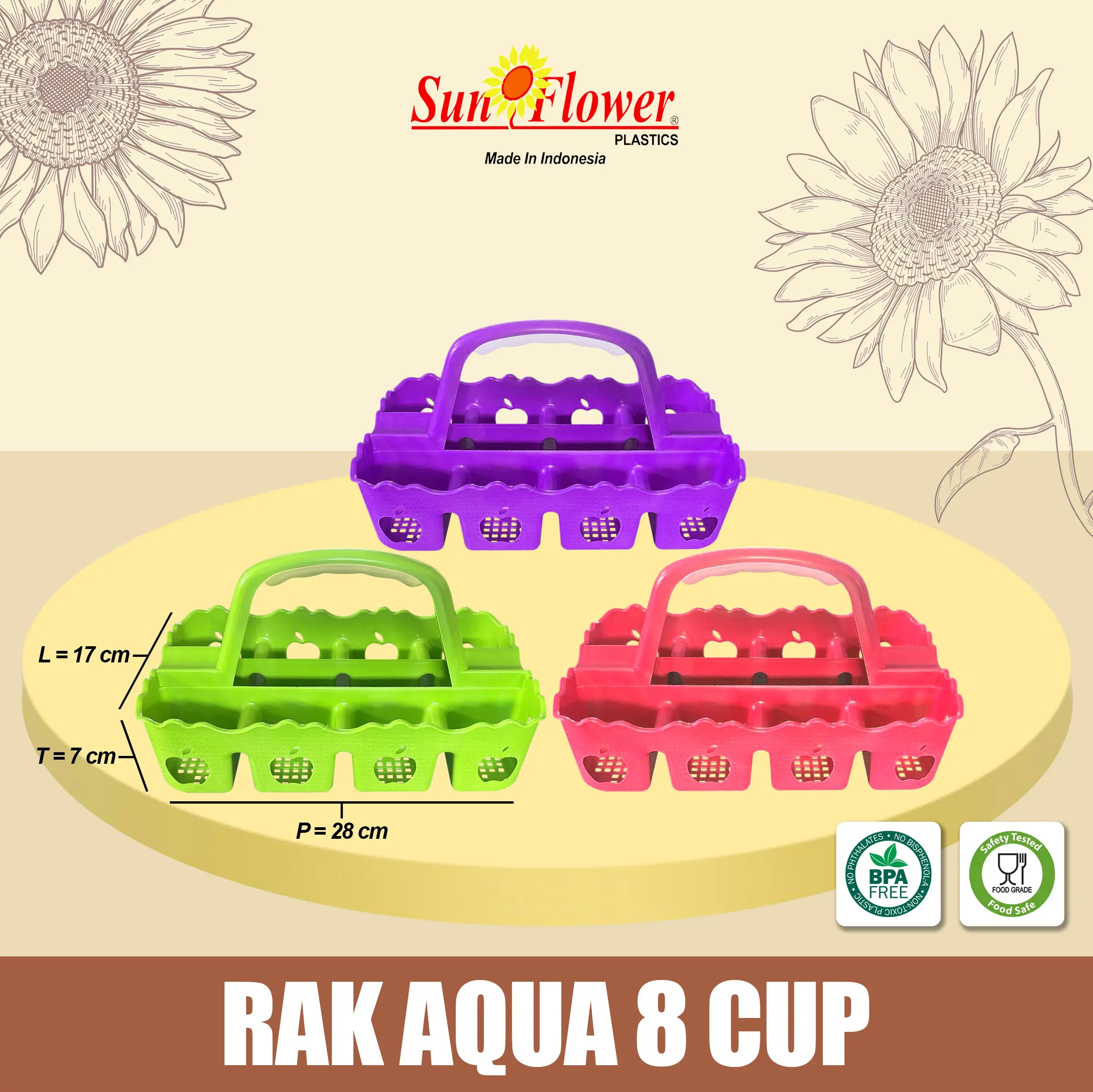 RAK AQUA 8 CUP/Keranjang Botol / Tempat air mineral botol