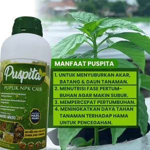 Puspita Pupuk NPK Cair Fase Vegetatif Subur & Sehat Makro Mikro ZPT Nutrisi Lengkap untuk Padi Cabe Palawija Hortikultura dengan Nutrisi Lengkap dan Stimulasi Pertumbuhan Optimal