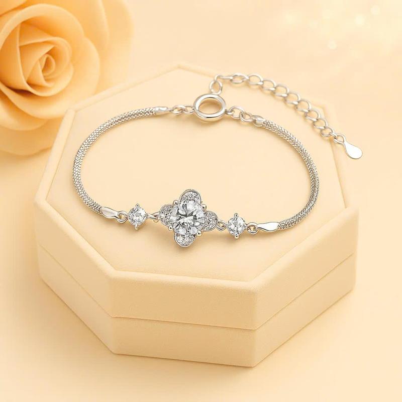 Lắc tay Cỏ 4 lá thiết kế đính đá dịu dàng tiểu thư cho nữ - Phụ kiện thời trang