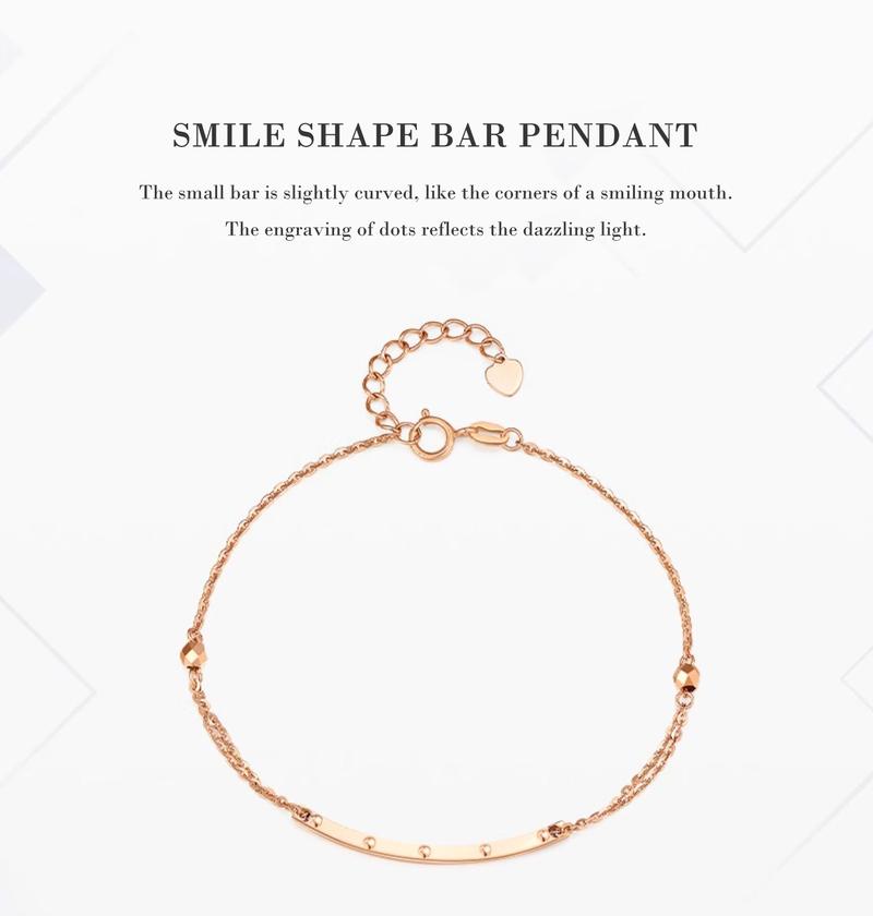 Product Introduction of 【Chow Tai Seng】18K Au750 Rose Gold Square Smile Shape Minimalist Adjustable Bracelet 2