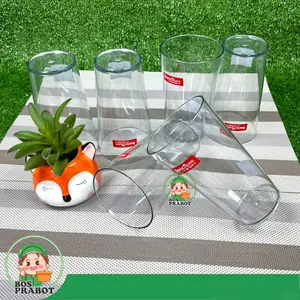 Gelas Akrilik Bening 500ML Tahan Panas dan Dingin (6 Pcs) Kopi