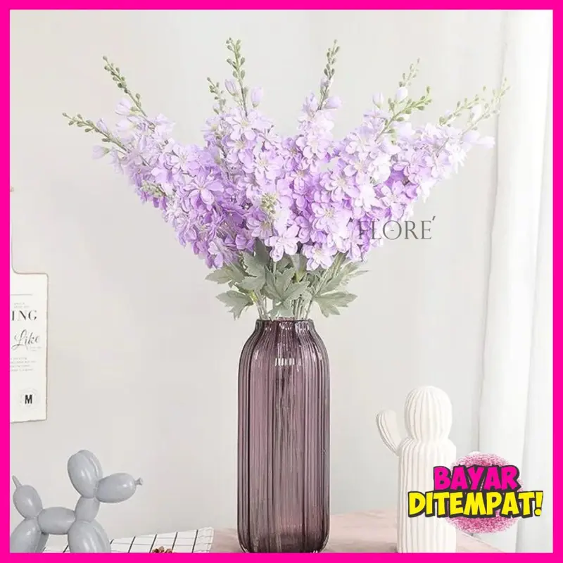 Bunga Snapdragon Cabang2 Bunga Delphinium Sedap Malam/Bunga Artificial Dekorasi/ Bunga Palsu Sedap Malam Dekorasi Tulip (W-189-9) 4