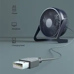 Kipas Angin Meja Portable Desk Fan USB 5 Inch 2.5W Desain Minimalis & Portabel 30 Decibel Low Noise 360° Free Spins 2 Gear Soft Wind