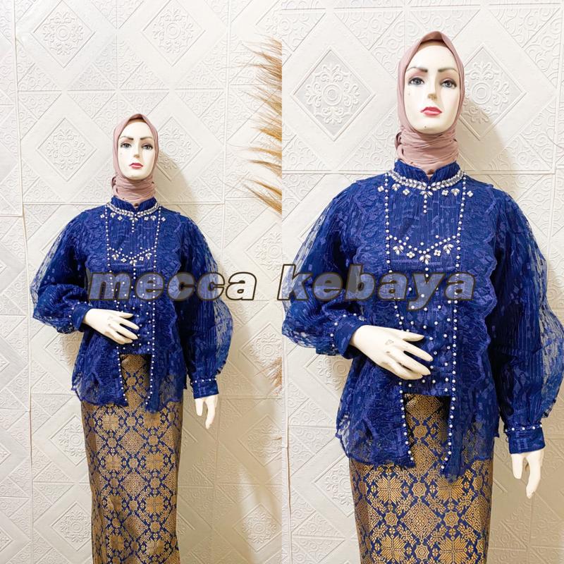 Kebaya Kutubaru Tille Bordir Premium Part 1 | Kebaya Kutubaru Payet Tangan Balon| Kebaya Modern Wisuda Dress Kerah Baju Kondangan Pesta Wanita Setelan Atasan Motif Tunik 6