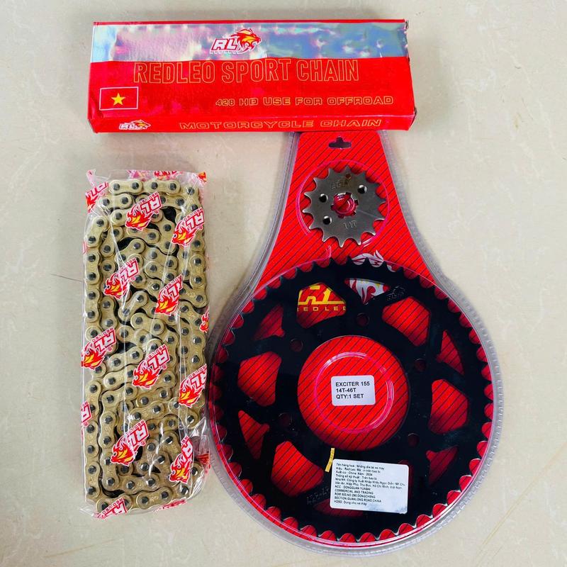 Nhông Sên Dĩa Redleo Nsd redleo (full bộ) sên 10ly  tán đúc nguyên khối, tán 4 cạnh