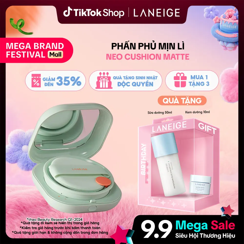 Phấn nước trang điểm siêu nhẹ che phủ khuyến điểm mịn lì LANEIGE NEO Cushion Matte 15g Mỹ Phẩm Cosmetic Nữ