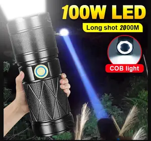 Senter 100w diimpor dari Jerman, dapat menerangi 1000m, senter murah, sinyal marabahaya SOS darurat, 3 jenis penyesuaian cahaya sebelum dan sesudah, senter ajaib