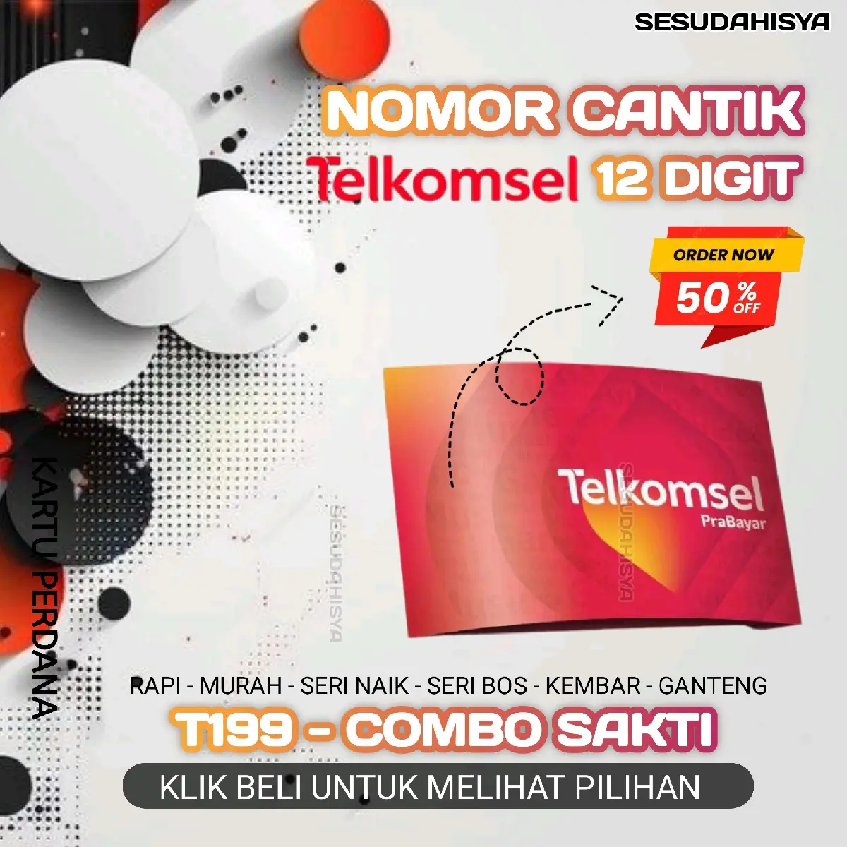 NOMOR CANTIK COMBO SAKTI 12 ANGKA KARTU PERDANA TELKOMSEL SERI T199 AABBCC TRIPEL KWARTED NAIK URUT RAPI - BISA DIGUNAKAN DI SELURUH INDONESIA