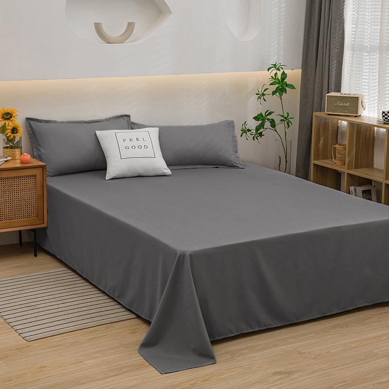 Ga trải giường, ga bọc đệm, vỏ chăn cotton giặt màu trơn đơn giản, dùng cho ký túc xá sinh viên, siêu thị, giao hàng tiện lợi, Meituan, có chứng nhận đạt chuẩn. món mịn mát 5 gối Bộ
