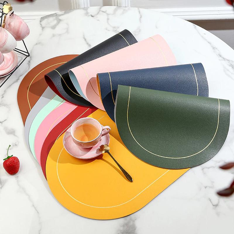 BB Placemat 2 Sisi Tatakan Meja Alas Piring Oval Kulit Leather 2 tone warna Anti Panas 0