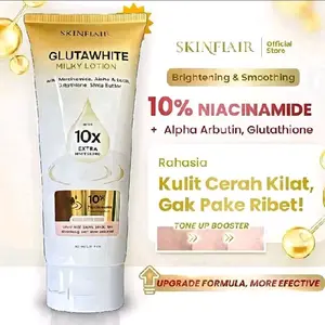 Skinflair Glutawhite Milky Lotion 10x Extra Whitening dengan Niacinamide 10% & Alpha Arbutin untuk Kulit Cerah Kilat