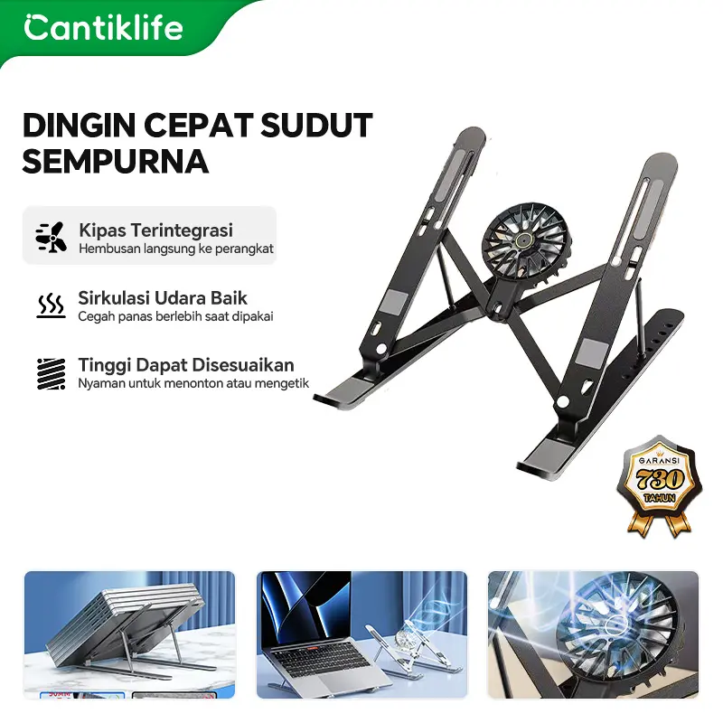 Rak laptop lipat aluminium 18 inci dengan fungsi pendinginan, dapat dilipat dan sudutnya dapat disesuaikan: cocok untuk pelajar dan pekerja jarak jauh yang bekerja dari rumah — memiliki kapasitas beban yang kuat dan dilengkapi dengan sistem pendinginan.