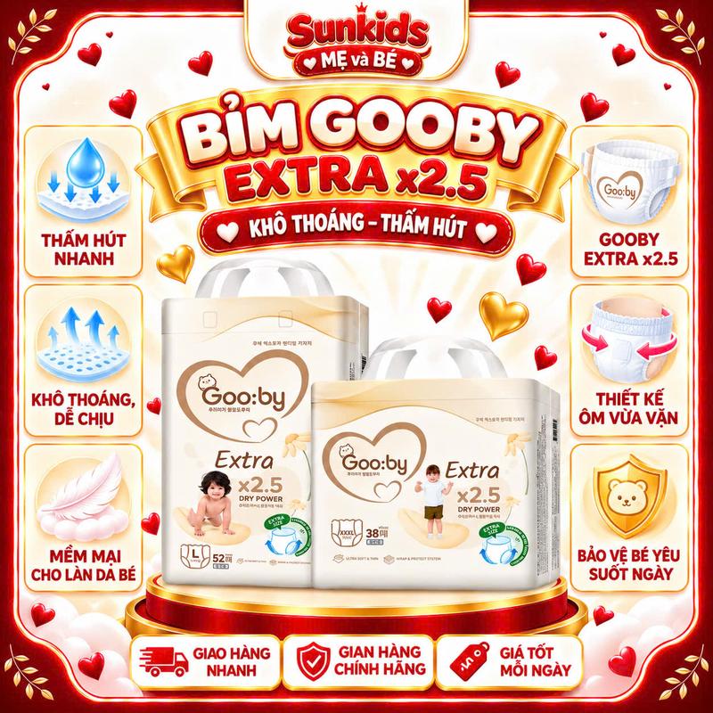 [ Combo 1 Bịch không quà ] Bỉm Gooby Extra - Tã Bỉm Siêu Mềm