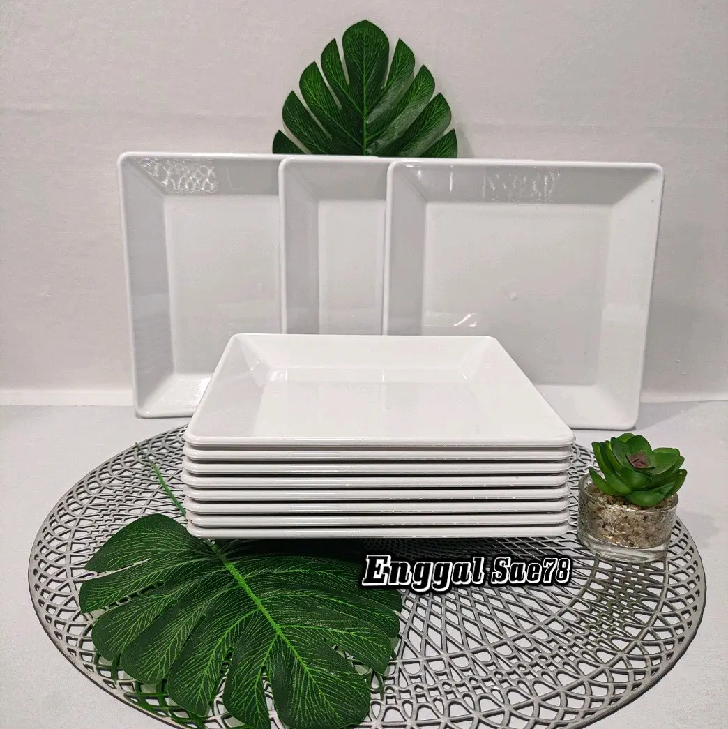 [PROMO SUPER HEMAT] 12 PCS Piring Saji Melamin Kotak 9 Inchi Dinnerware Tebal dan Tahan Panas Dapur