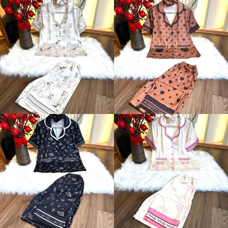 LATIN TÚI SPK (K95-96-97-98) (45-85kg) - Pijama latin lụa mịn thiết kế có 2 túi áo hoạ tiết dễ thương sang trọng, có tay ngắn tay dài, đủ size 45-85kg Nữ Women Quần Ngủ