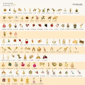 Sparklore Special Charm Gold Titanium Gold Plated 18k Waterproof - Charm Pendant Spesial Lapis Emas 18k Anti Karat - DIY Custom Fashionable Jewelry Aksesoris Wanita -  Anjing Kucing Hati Clover Pesawat Birthday