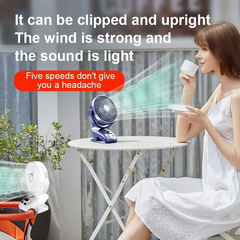 Kipas Angin USB Clip Mini Fan Rotating Kipas Angin Meja Mini Jepit Portable LED Display Portable Fan Aromaterapi kipas mini 1