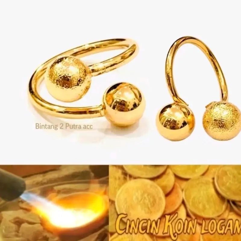 CINCIN WANITA TERBARU MOTIF BOLA TERBUAT DARI KOIN LOGAM ANTI KARAT TIDAK LUNTUR Rings Aksesoris Hadiah 2