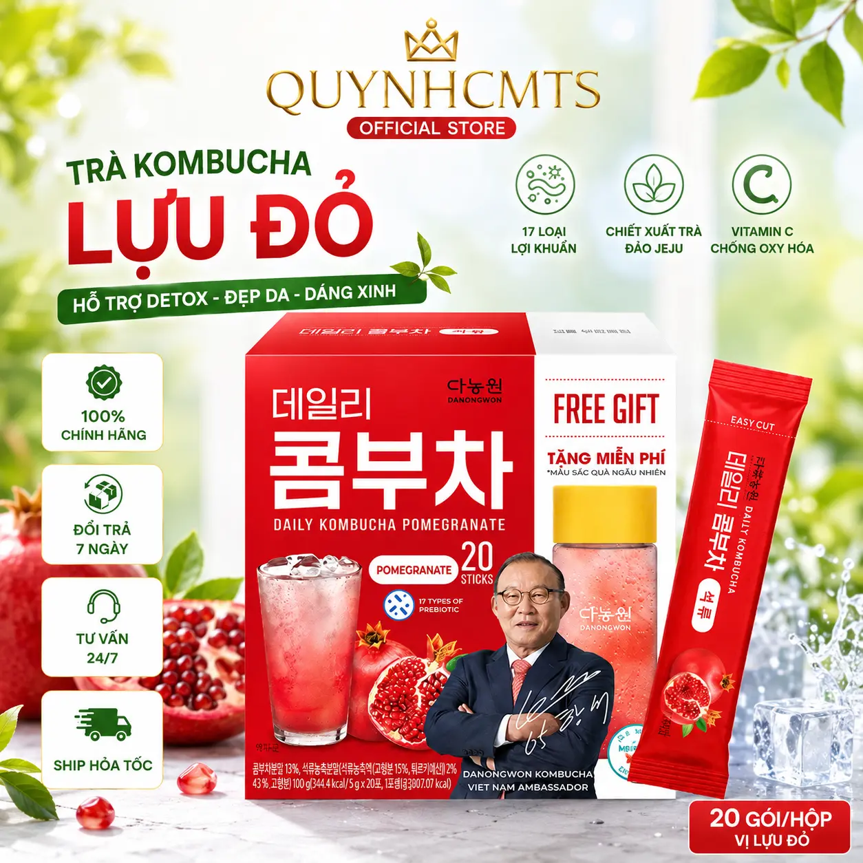 20 Gói Kombucha Lựu +bình